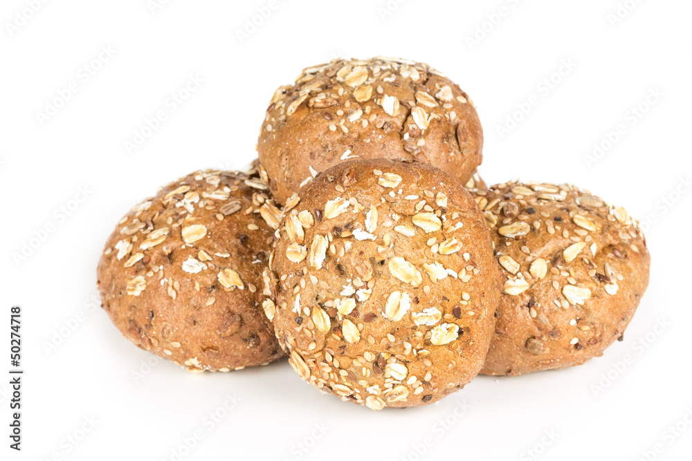 Buns with oat flakes and sesame