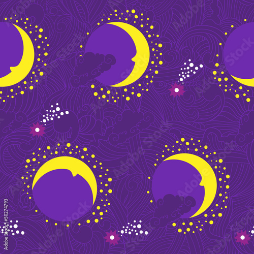Moon fairy-tale purple pattern