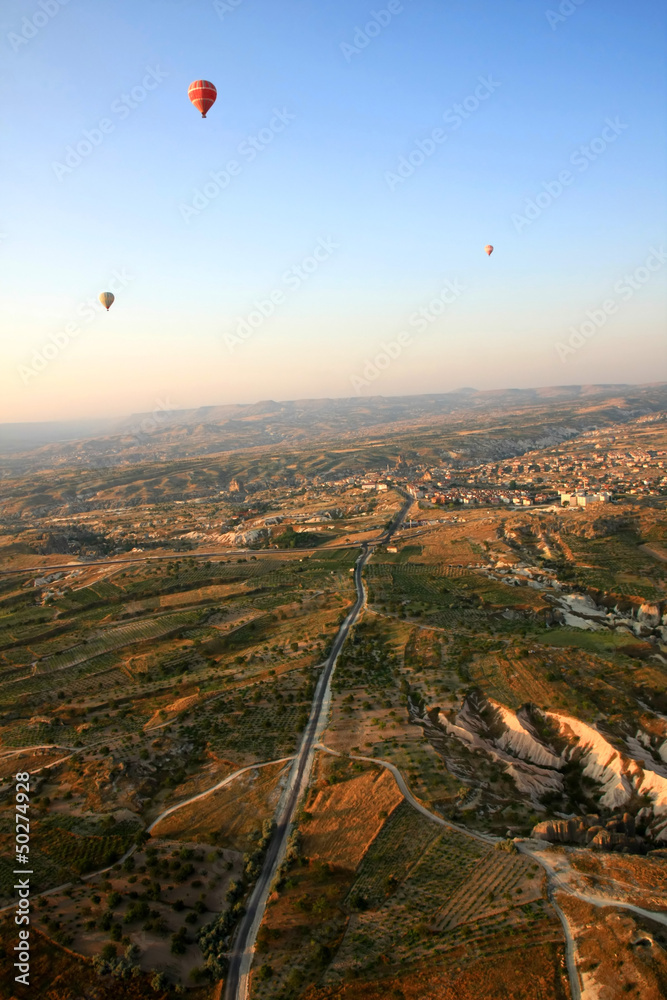 Hot air balloon flying in Cappadocia,Turkey