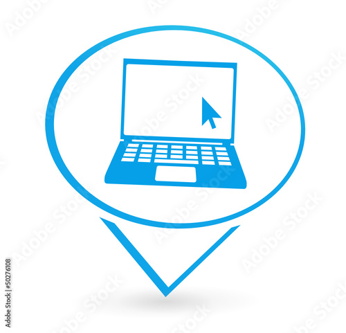 ordinateur portable sur signet bleu