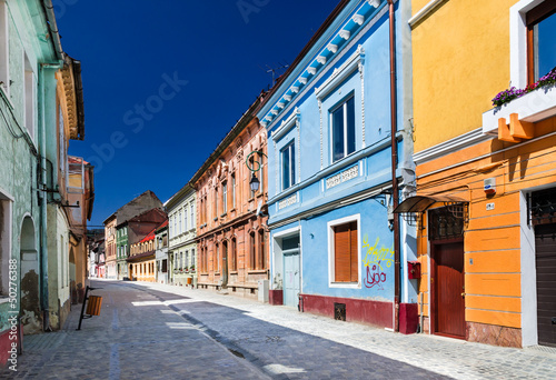 Medieval street in Brasov, Romania © ecstk22