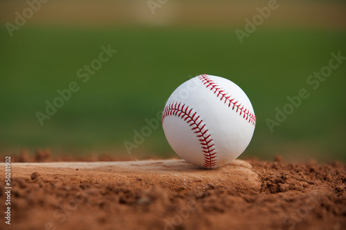Baseball on the Pitchers Mound photo