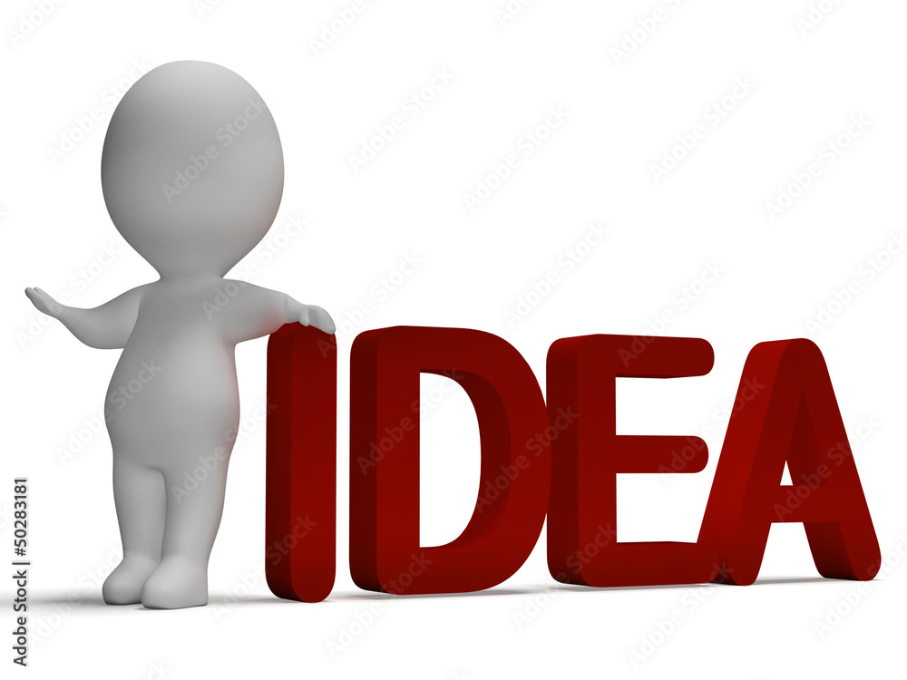 Idea Word And 3d Man Showing Thinking And Invention Idea Word And 3d Man Showing Thinking And Invention