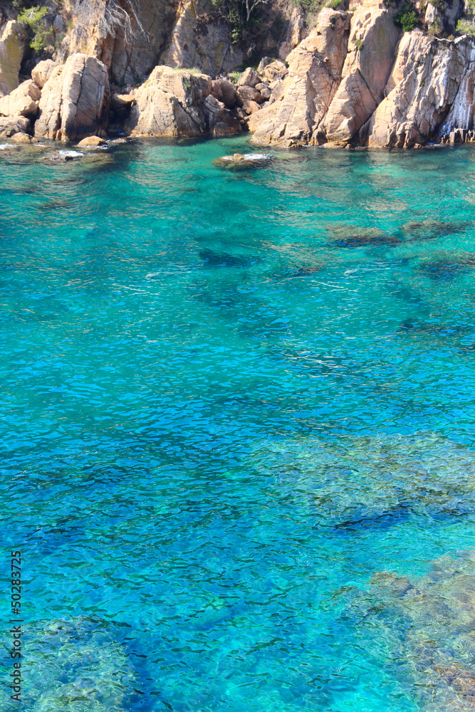 Lagoon with blue water and rocks