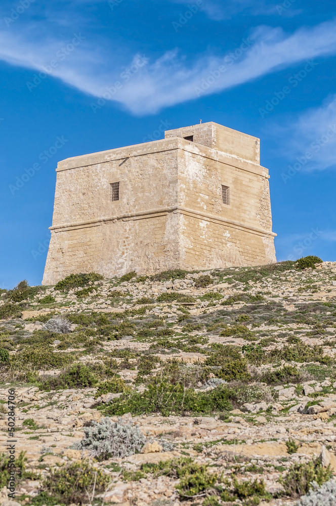 Dwajra Tower located in Gozo Island, Malta.