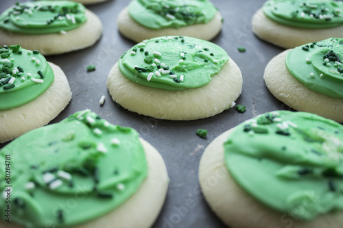 Green Shamrock Sugar Cookies