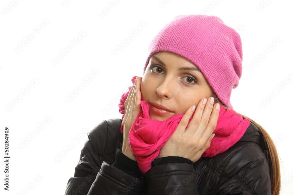 Winter girl portrait isolated on white. Winter girl portrait isolated on white.