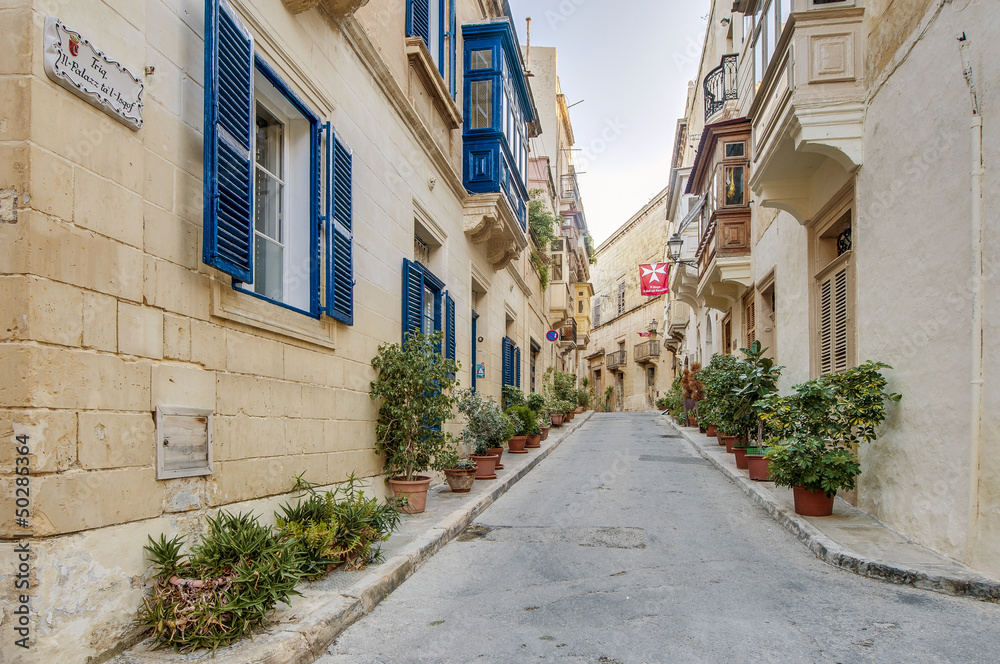 Bishop Palace Street in Vittoriosa, Malta