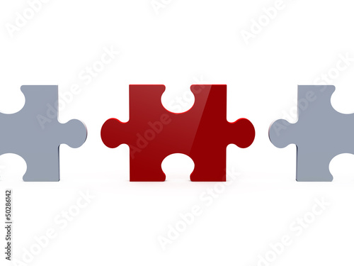 Red Puzzle Piece Among White Ones