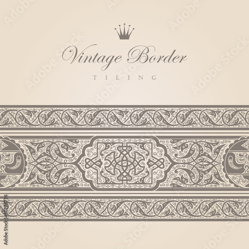Vintage border tiling collection. Abstract Floral ornament