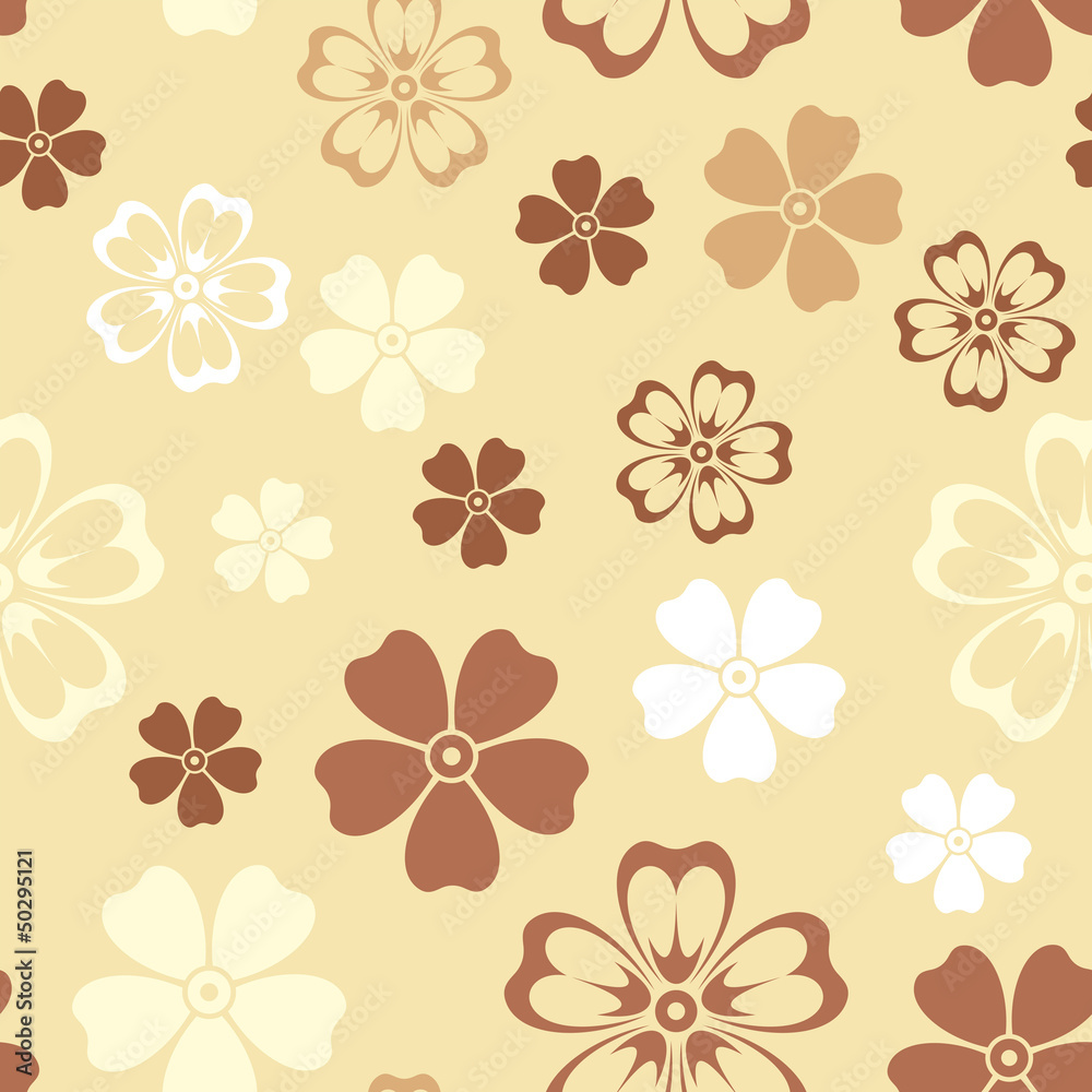 Seamless patterns with flowers. Vector illustration.