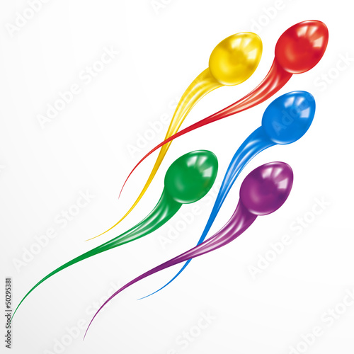 Sperm attack. Colorful concept isolated on white background.