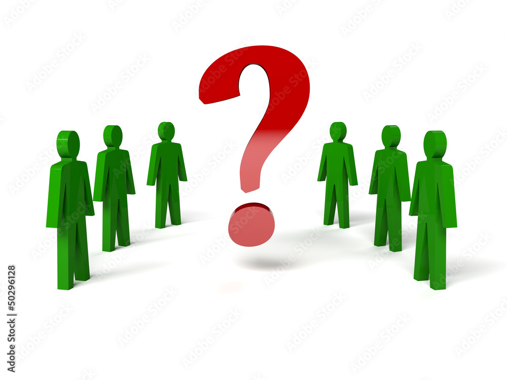 Group of man with a question mark. Concept 3D illustration. Group of man with a question mark. Concept 3D illustration.