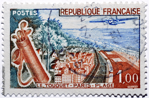 Stamp with the town of Le Touquet in France