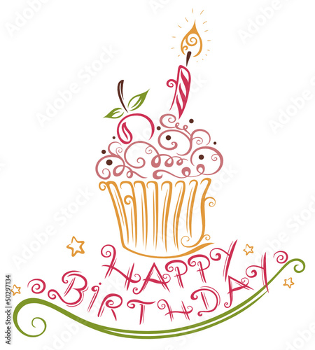 Geburtstag, Muffin, Kuchen, birthday, vector