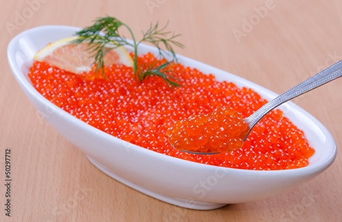 Delicious red caviar appetizer