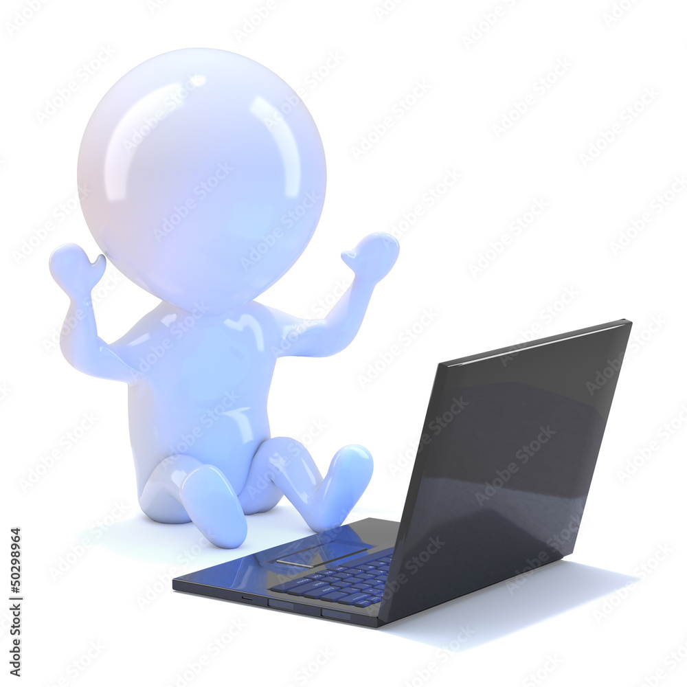 Little man is overjoyed with his new laptop Little man is overjoyed with his new laptop