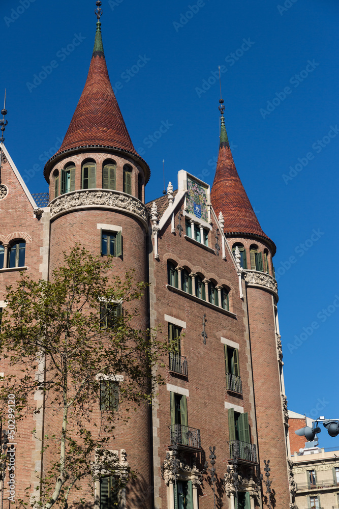 Modernist house like a castle in Barcelona city