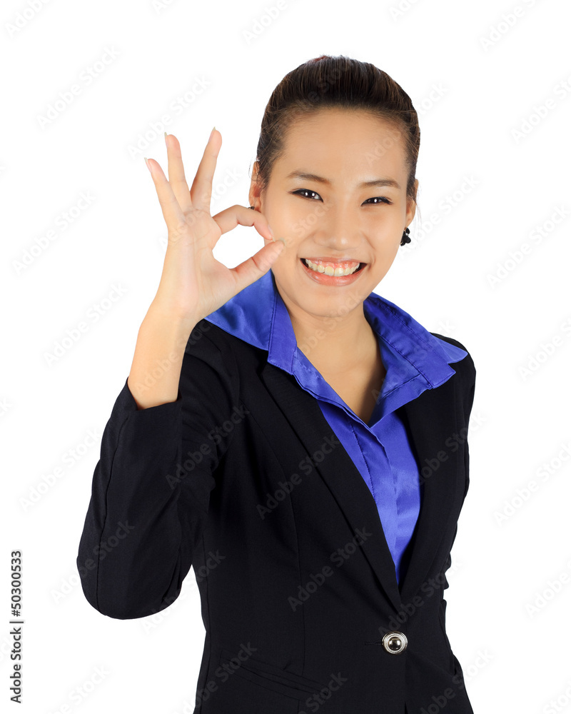 Isolated success young business woman on white Isolated success young business woman on white