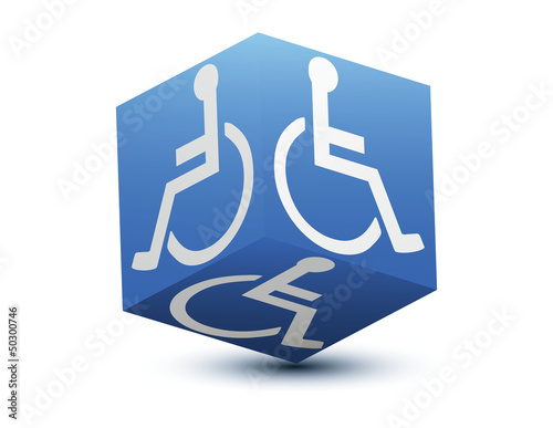 cube bleu handicapé