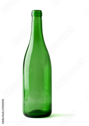 empty bottle of wine isolated on a white background, clipping