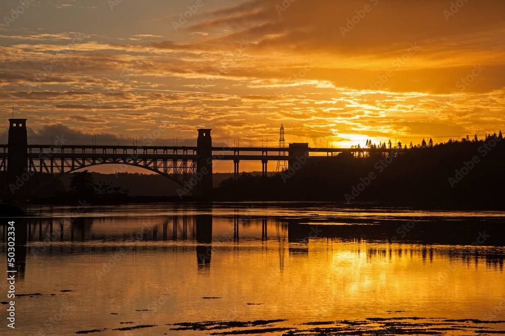 Sunset and Brittania Bridge 