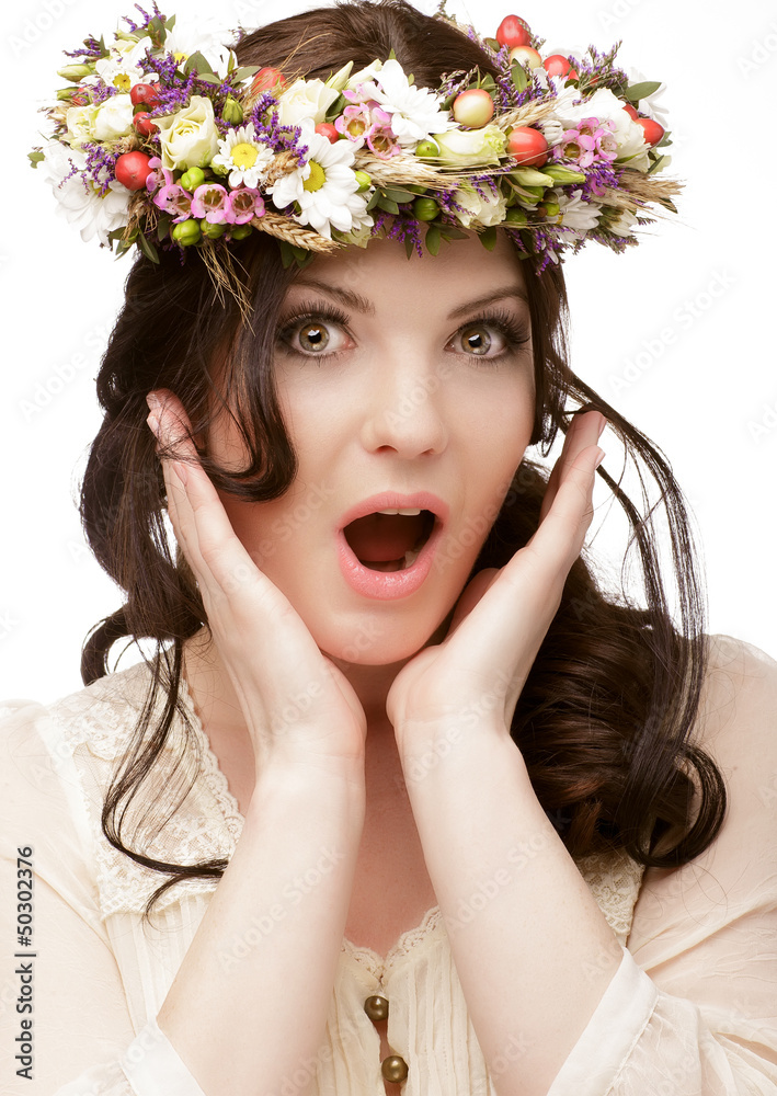 Naklejka premium Beautiful Girl. Skincare concept. Professional Make-up. Makeup