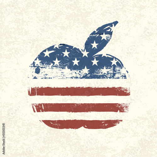 Apple shaped american flag. Vector, EPS10