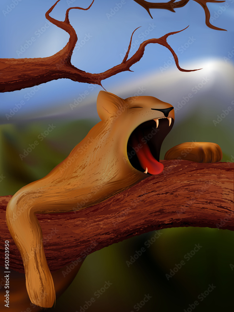 Naklejka premium lioness yawning