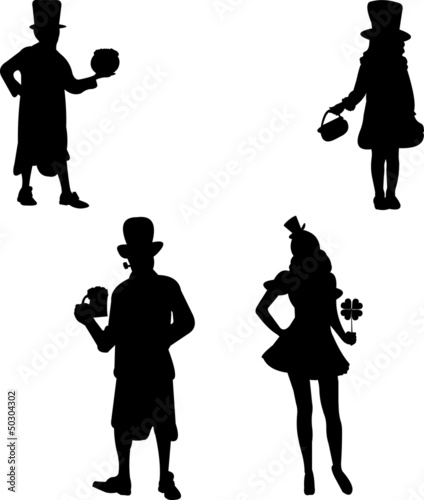 People  in costumes for St. Patrick's day in leprechaun