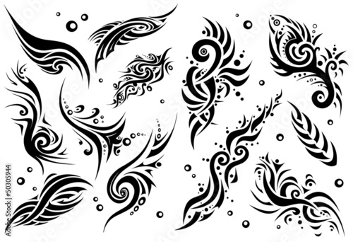 Obraz na plátně Set of 12 tribal tattoo (set 1)