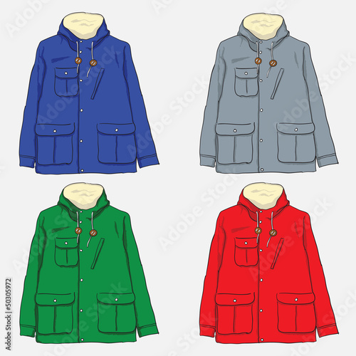 Illustration of 4 men's jackets