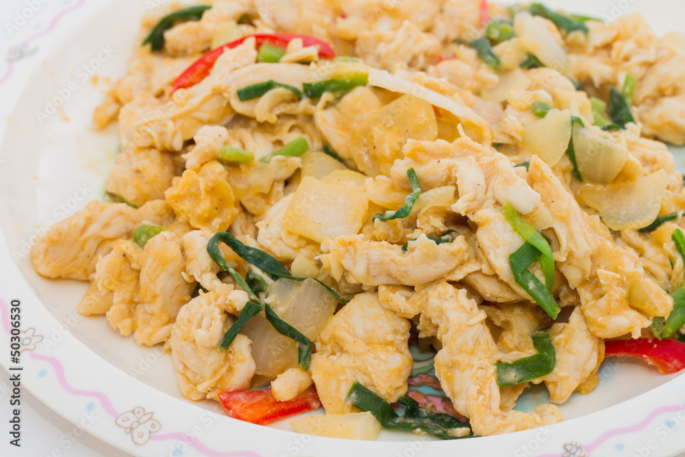Stir fried chicken with salty egg Stir fried chicken with salty egg