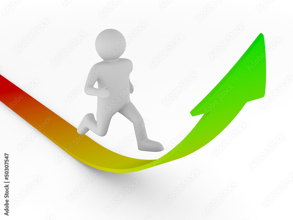 man climb arrow. Isolated 3D image man climb arrow. Isolated 3D image