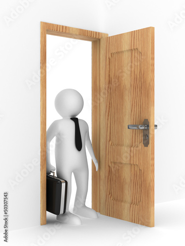 businessman in open door. I...