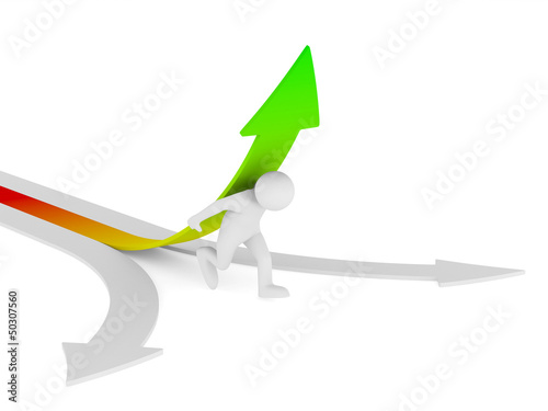 man climb arrow. Isolated 3...