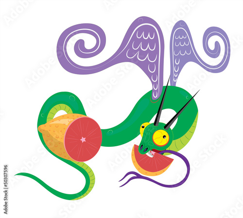 Grapefruit and hungry snake.