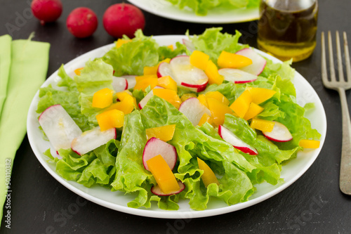 salad with yellow pepper on the plate