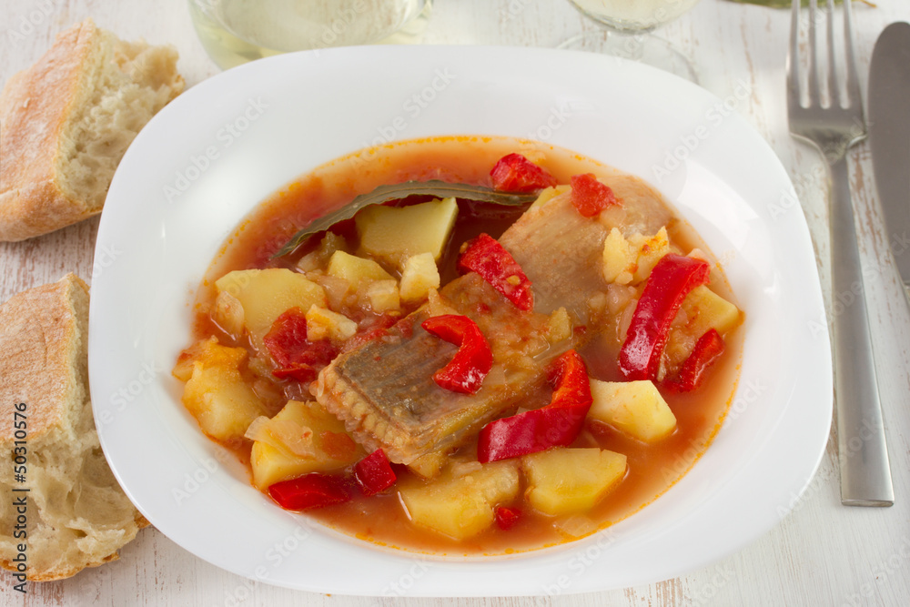 fish with vegetables on sauce fish with vegetables on sauce