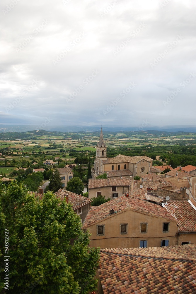 Landscape of Bonnieux village and countryside, Provence, France