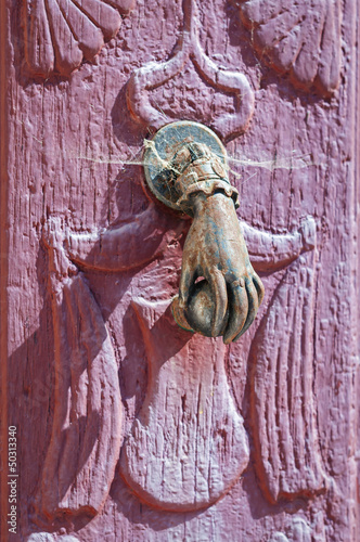 ancient door knocker close-up