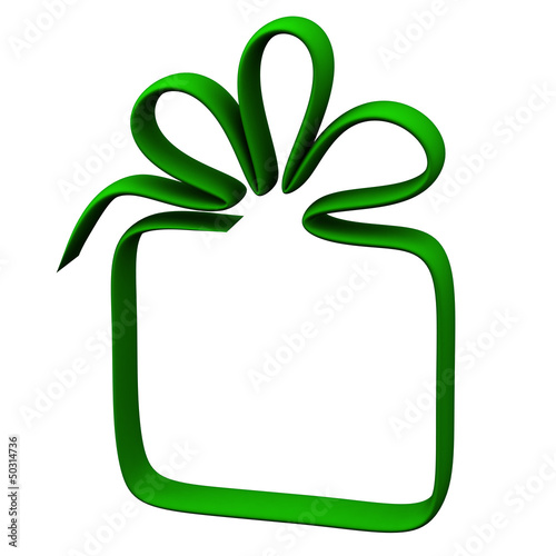 Green gift box frame, 3d