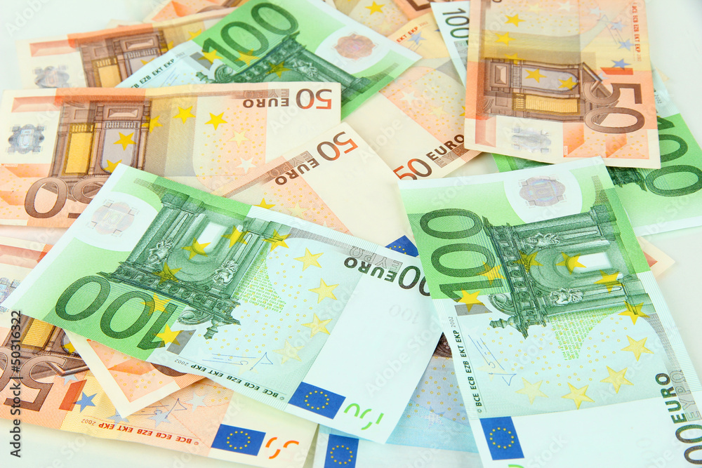 Euro banknotes close-up