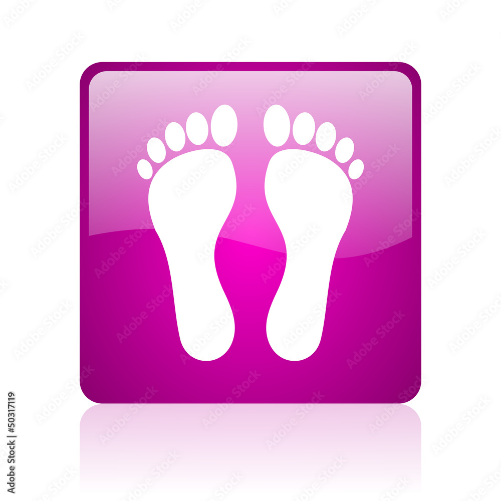 footprint violet square web glossy icon