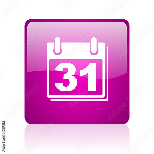 calendar violet square web glossy icon