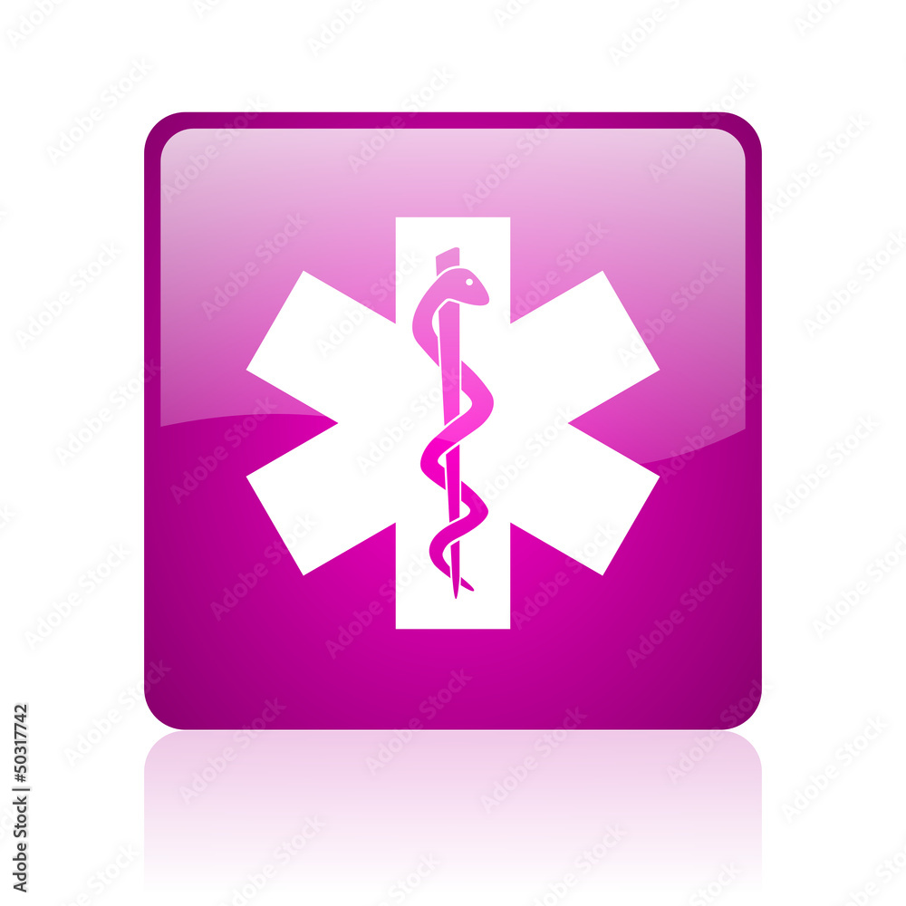 caduceus violet square web glossy icon caduceus violet square web glossy icon