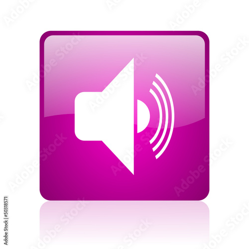 volume violet square web glossy icon