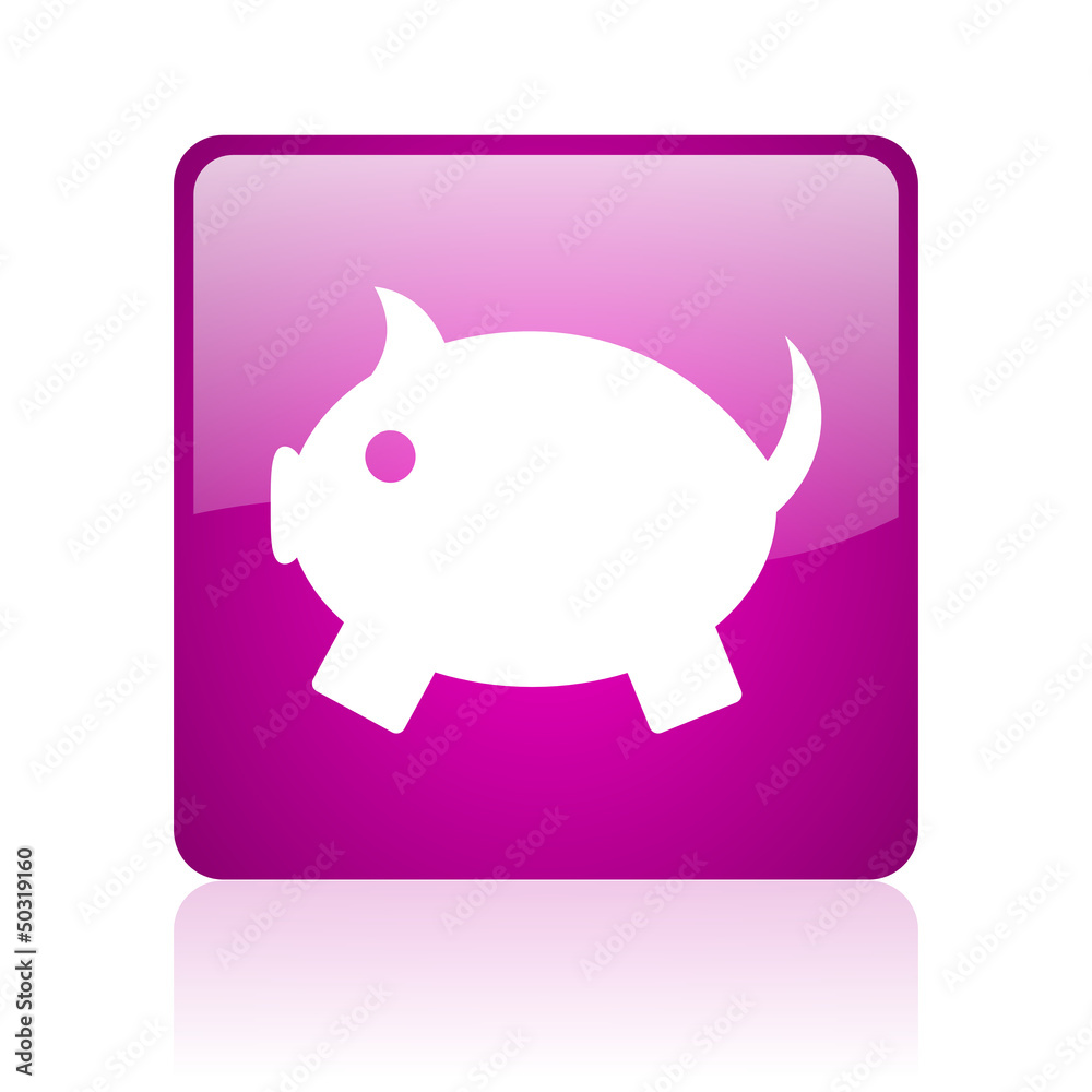 piggy bank violet square web glossy icon piggy bank violet square web glossy icon