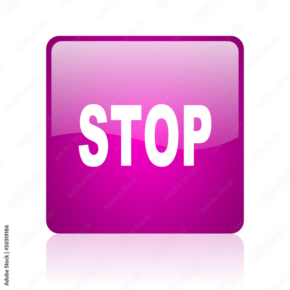 stop violet square web glossy icon stop violet square web glossy icon