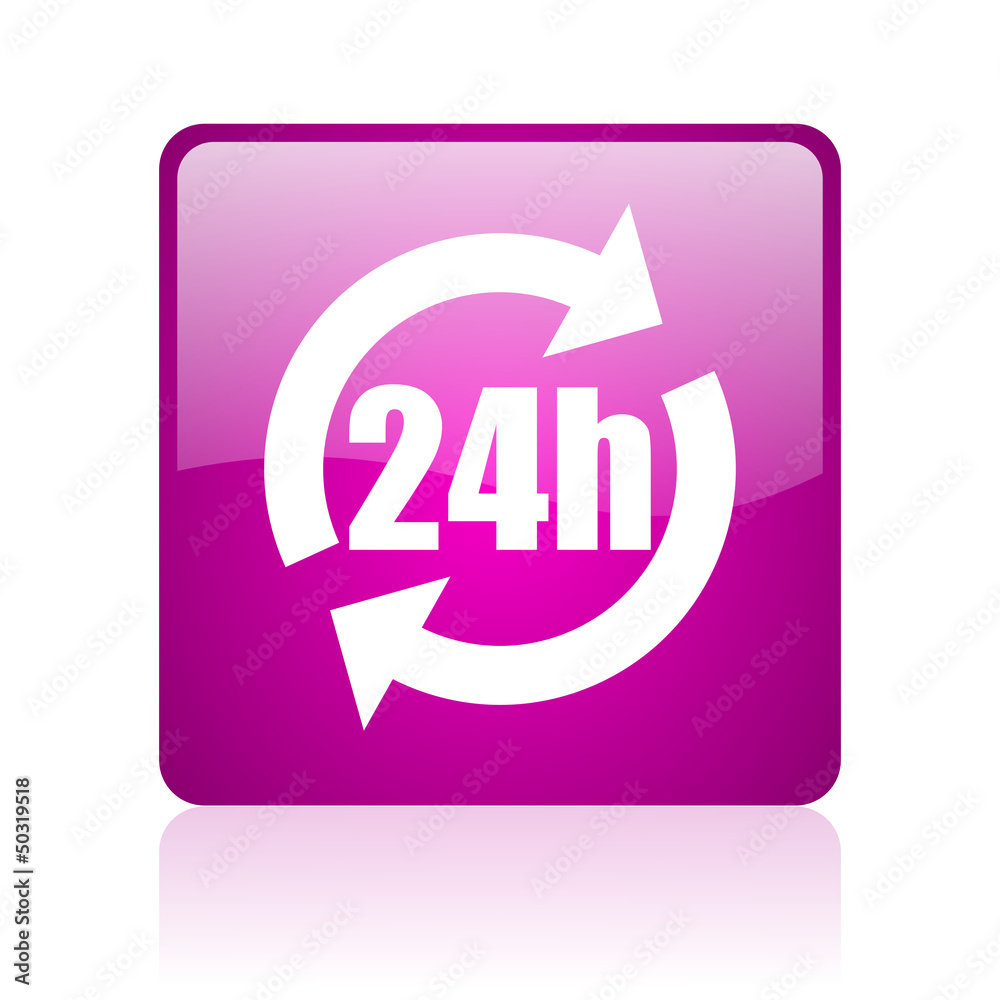 24h violet square web glossy icon 24h violet square web glossy icon